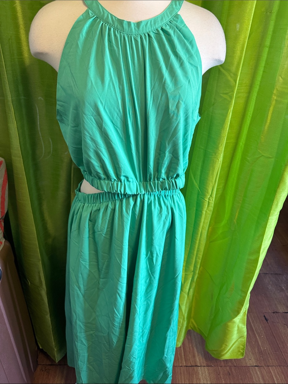 Teal Halter Cutout Maxi Dress